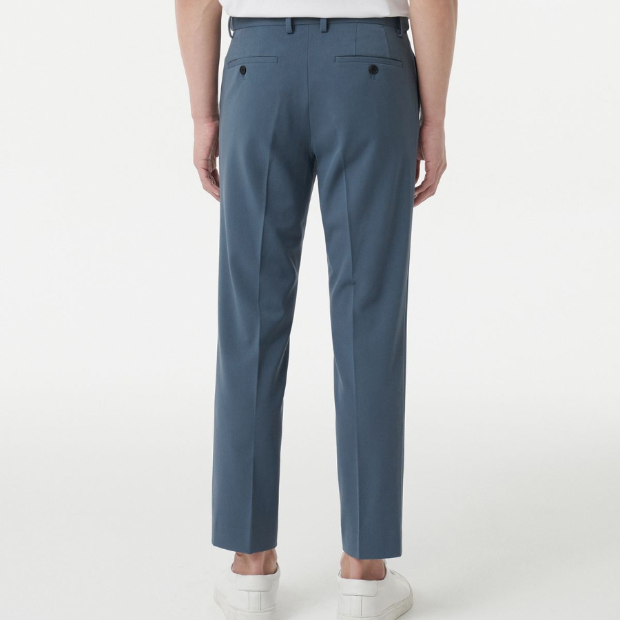 [Cooltandard] Tapered Hidden Banding Crop Slacks [ Blue]