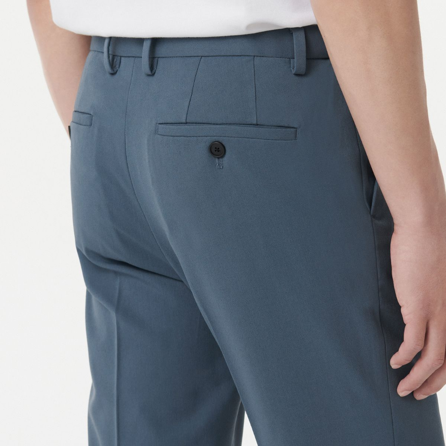 [Cooltandard] Tapered Hidden Banding Crop Slacks [ Blue]
