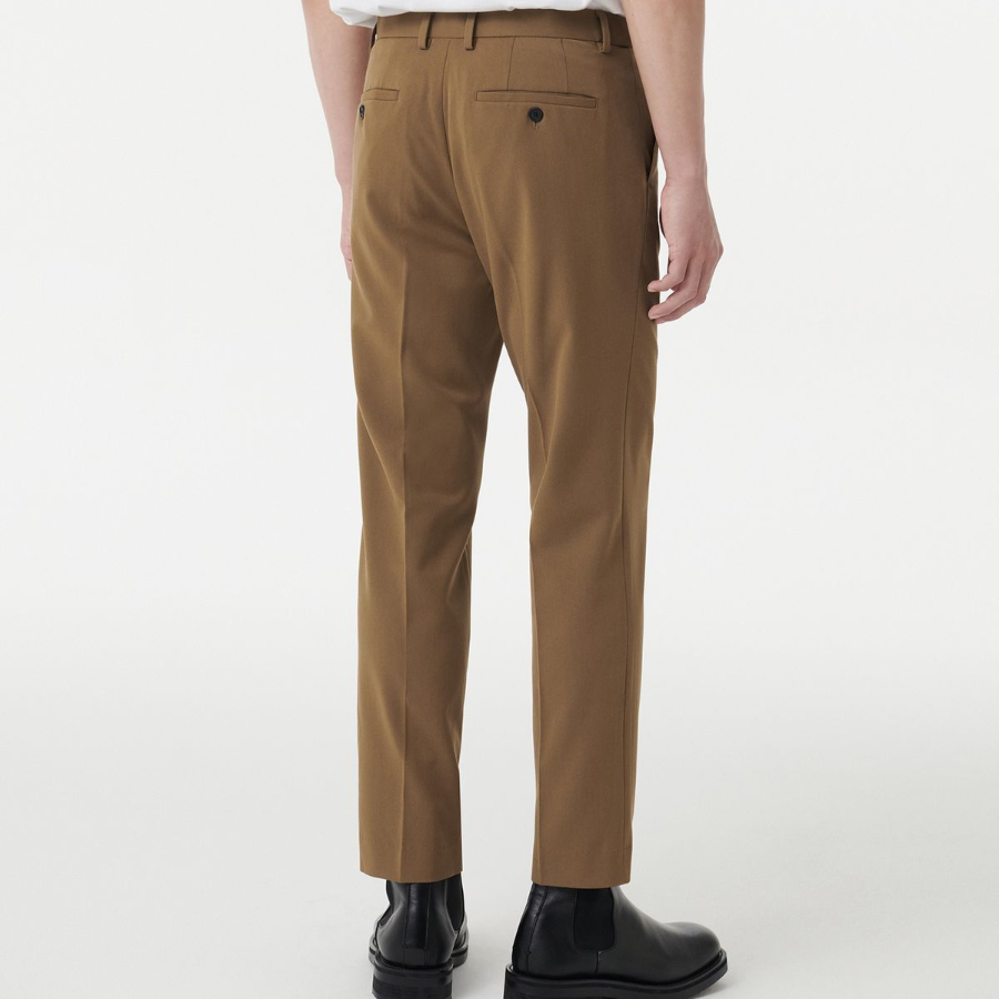 [Cooltandard] Tapered Hidden Banding Crop Slacks [Camel]