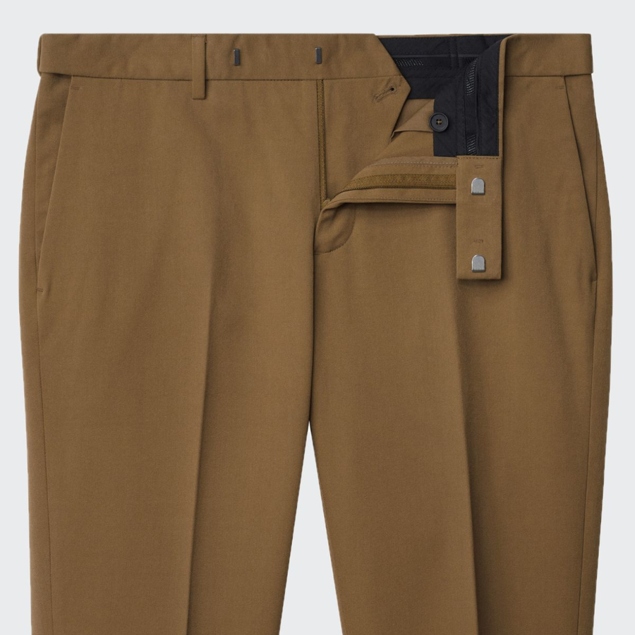 [Cooltandard] Tapered Hidden Banding Crop Slacks [Camel]