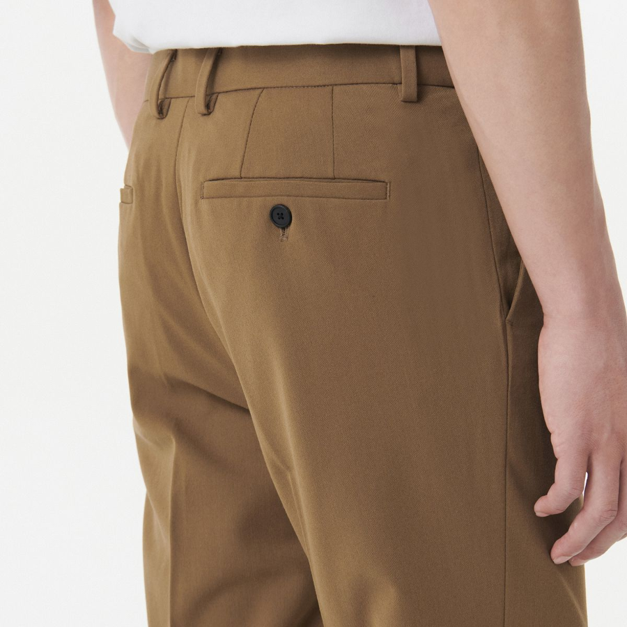 [Cooltandard] Tapered Hidden Banding Crop Slacks [Camel]