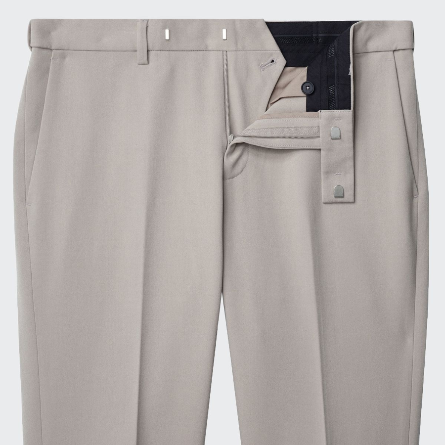 [Cooltandard] Tapered Hidden Banding Crop Slacks [Light Beige]
