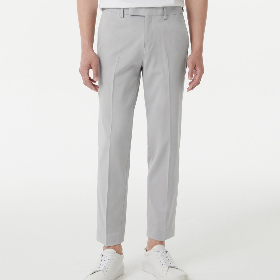 [Cooltandard] Tapered Hidden Banding Crop Slacks [Light Gray]
