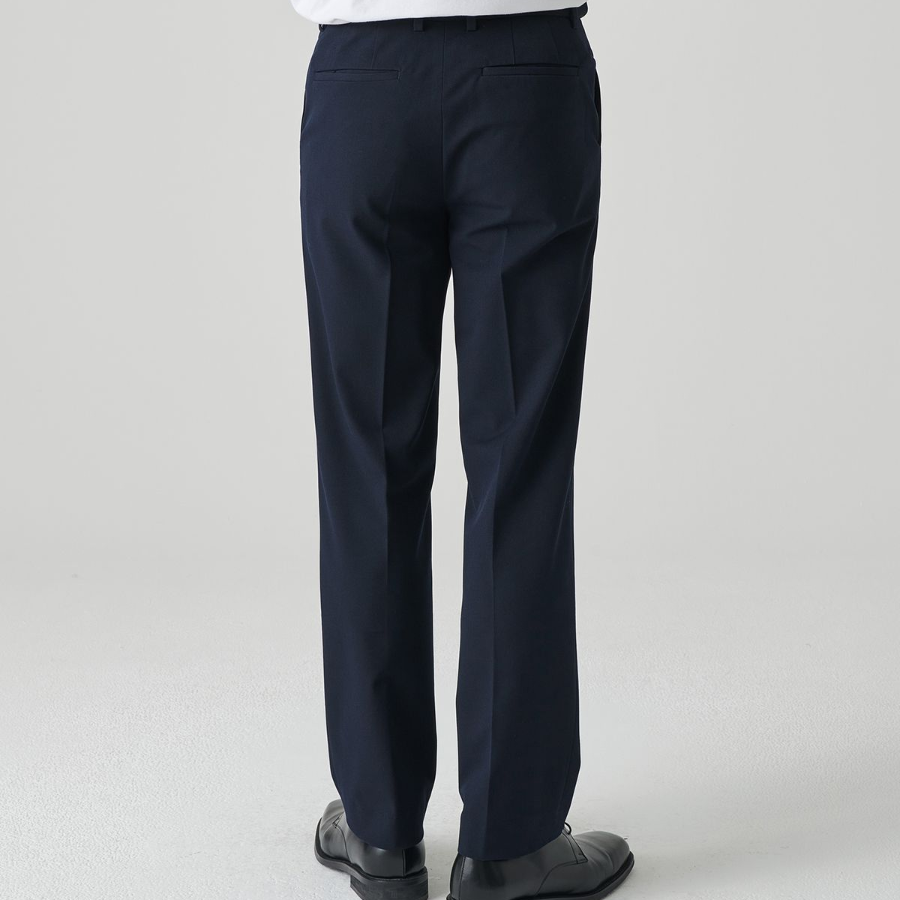 [Cooltandard] Straight Hidden Banding Slacks [Navy]