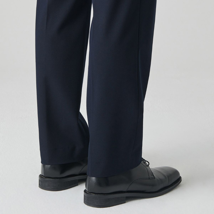 [Cooltandard] Straight Hidden Banding Slacks [Navy]