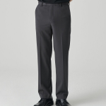 [Cooltandard] Straight Hidden Banding Slacks [Gunmetal]