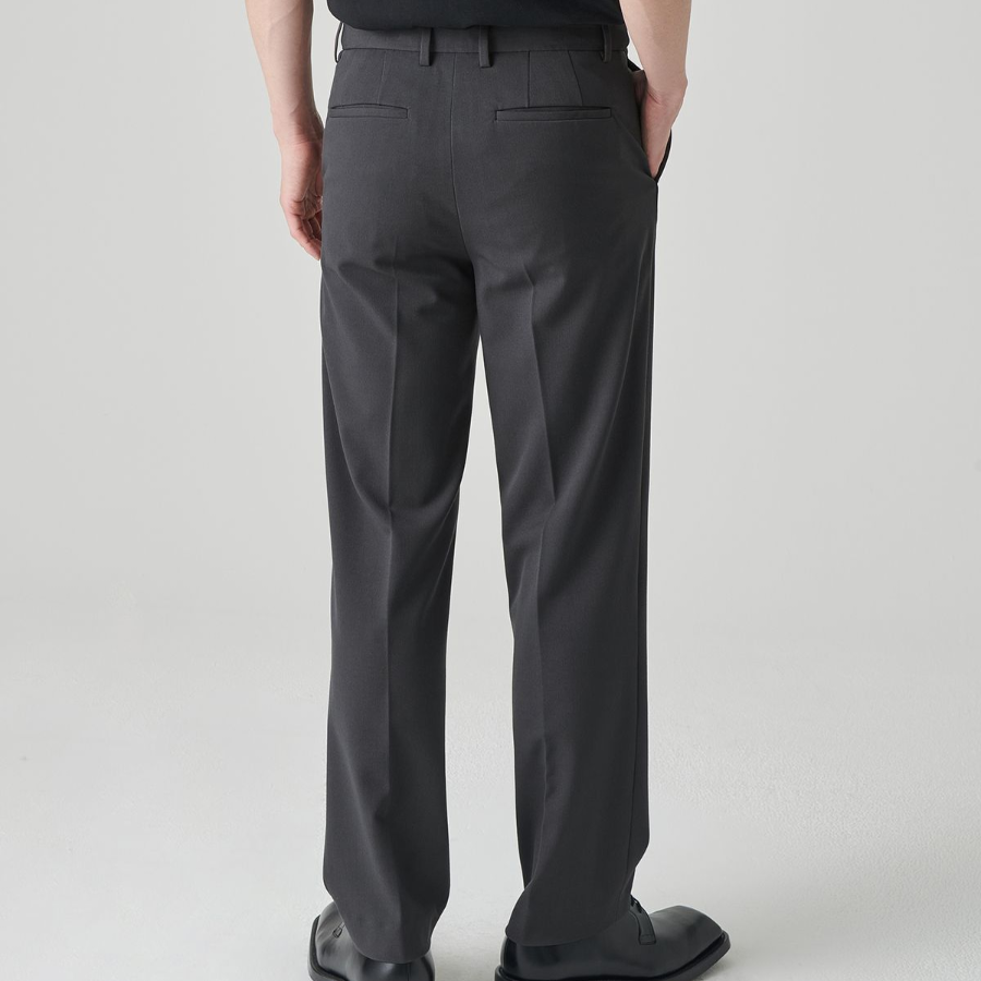 [Cooltandard] Straight Hidden Banding Slacks [Gunmetal]