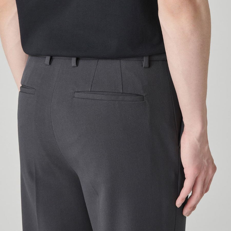 [Cooltandard] Straight Hidden Banding Slacks [Gunmetal]