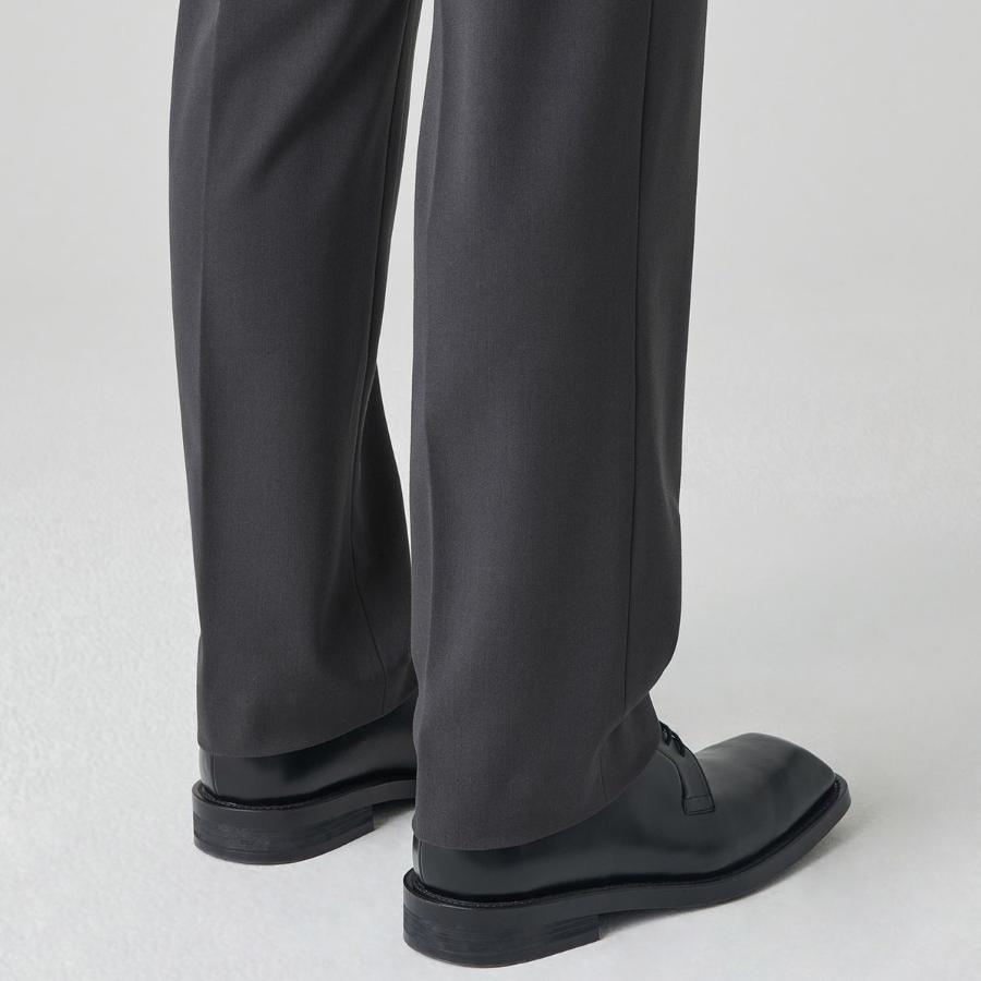 [Cooltandard] Straight Hidden Banding Slacks [Gunmetal]