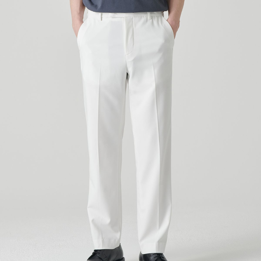 [Cooltandard] Straight Hidden Banding Slacks [White]