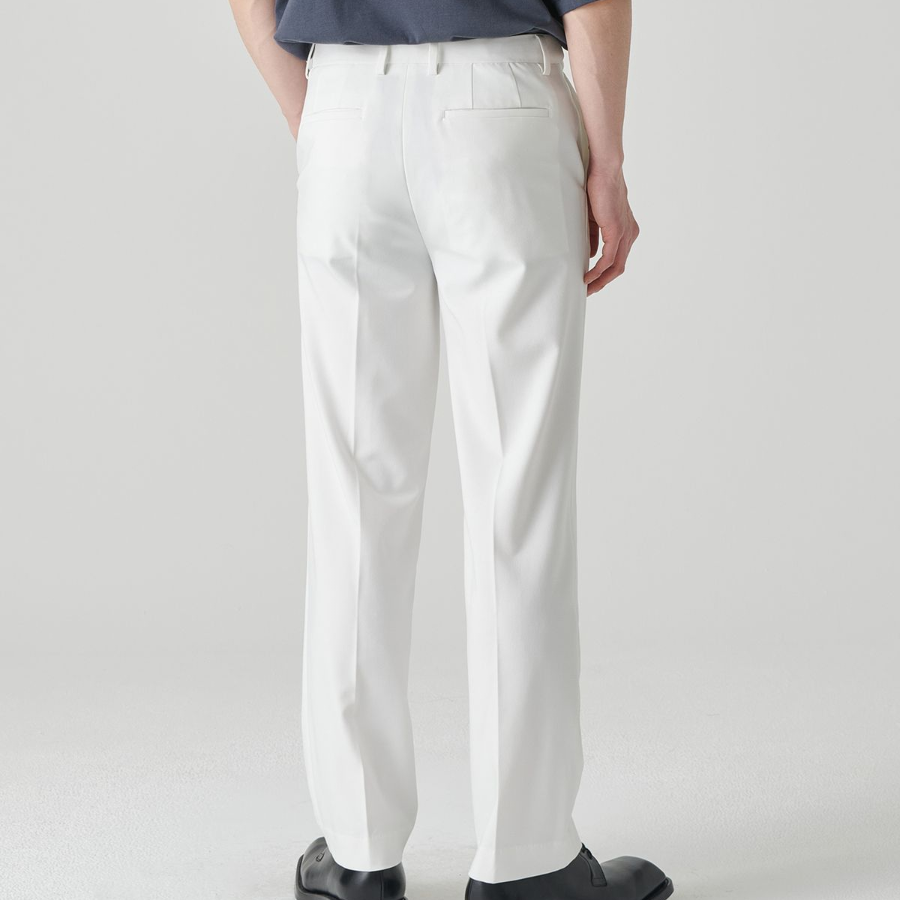 [Cooltandard] Straight Hidden Banding Slacks [White]