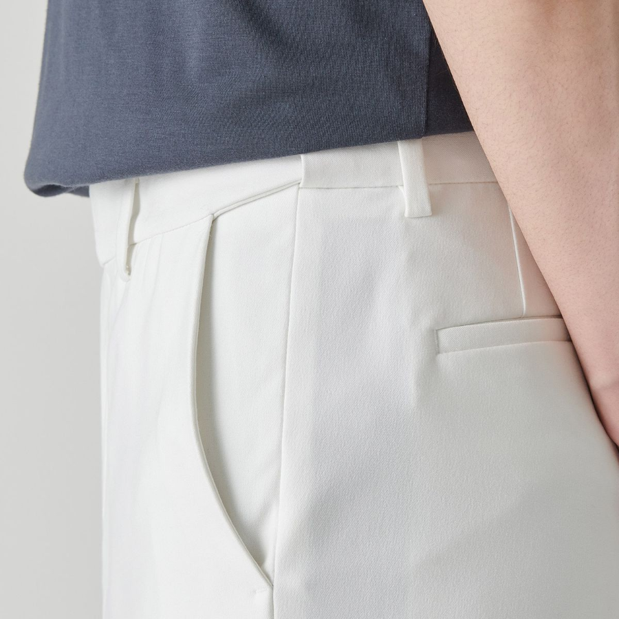 [Cooltandard] Straight Hidden Banding Slacks [White]