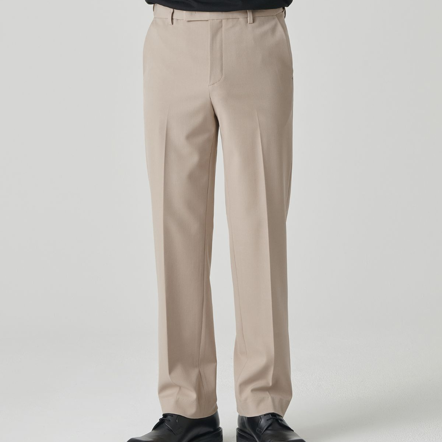 [Cooltandard] Straight Hidden Banding Slacks [Beige]