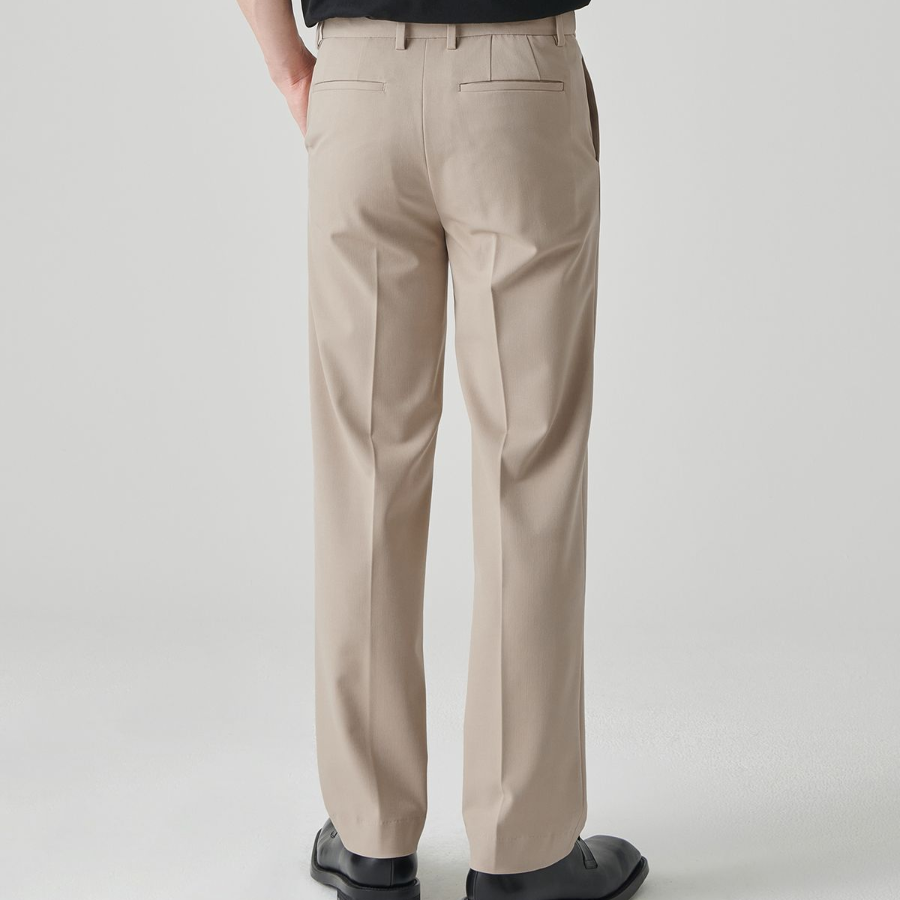 [Cooltandard] Straight Hidden Banding Slacks [Beige]