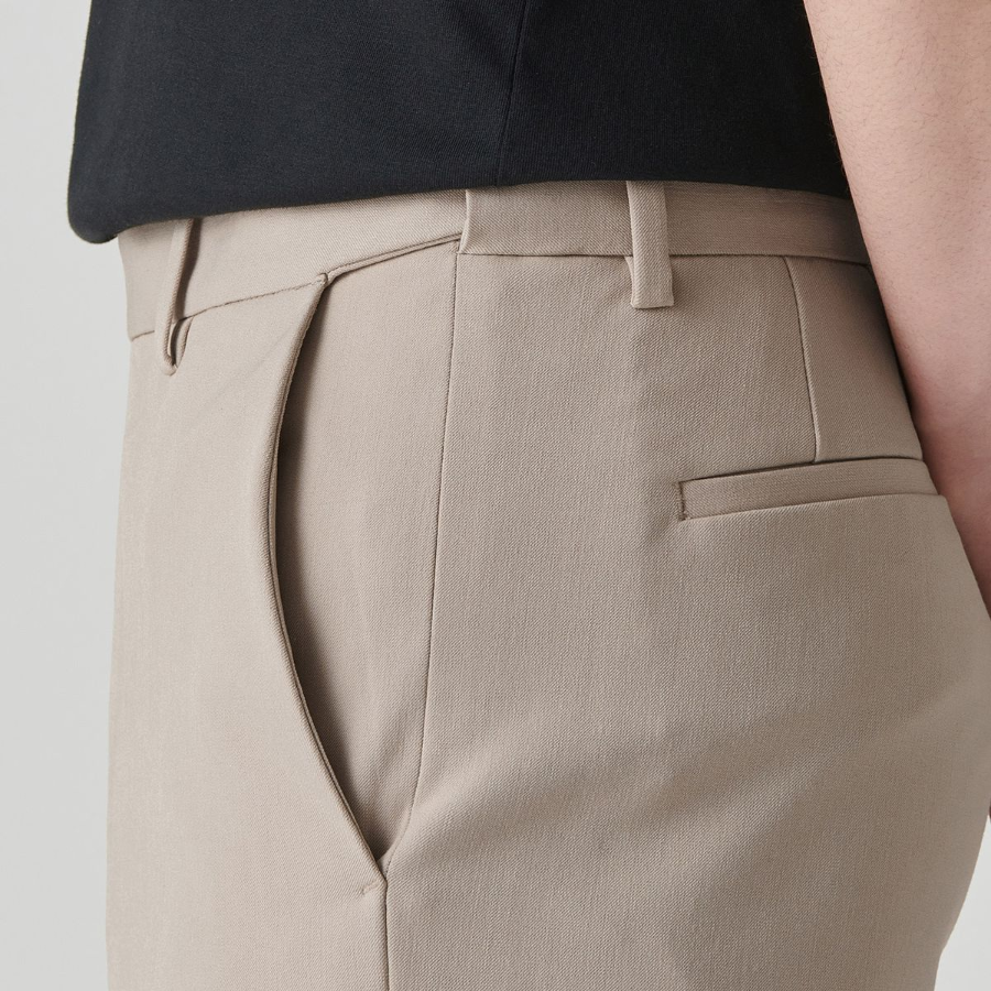 [Cooltandard] Straight Hidden Banding Slacks [Beige]