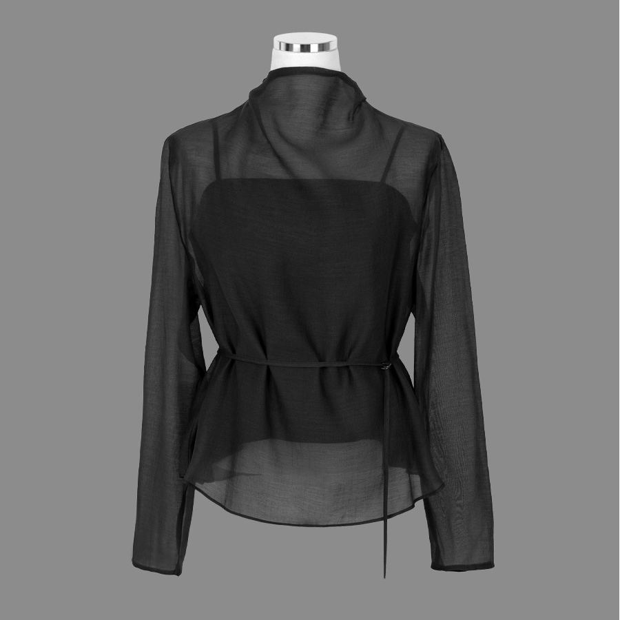 Flona – блузка Sheer Semi-High Neck Belted Blouse