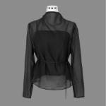 Flona – блузка Sheer Semi-High Neck Belted Blouse