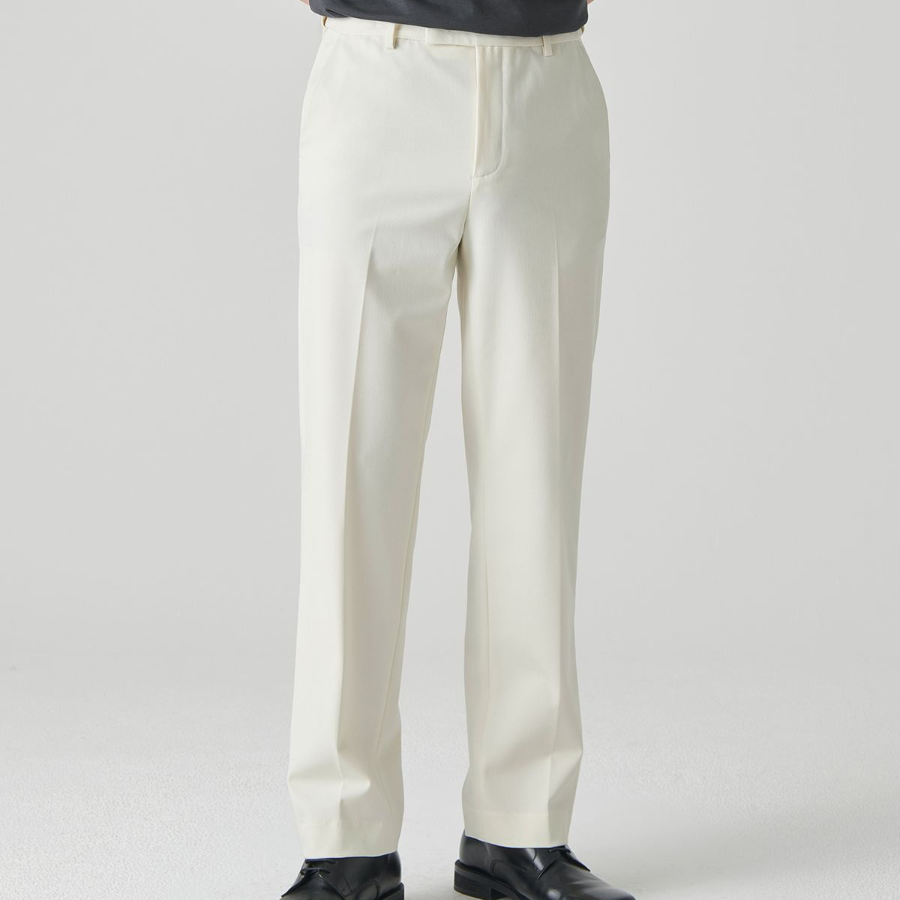 [Cooltandard] Straight Hidden Banding Slacks [Cream]