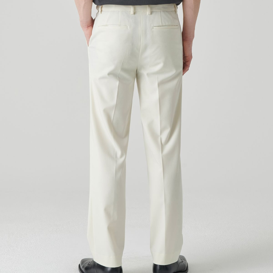 [Cooltandard] Straight Hidden Banding Slacks [Cream]