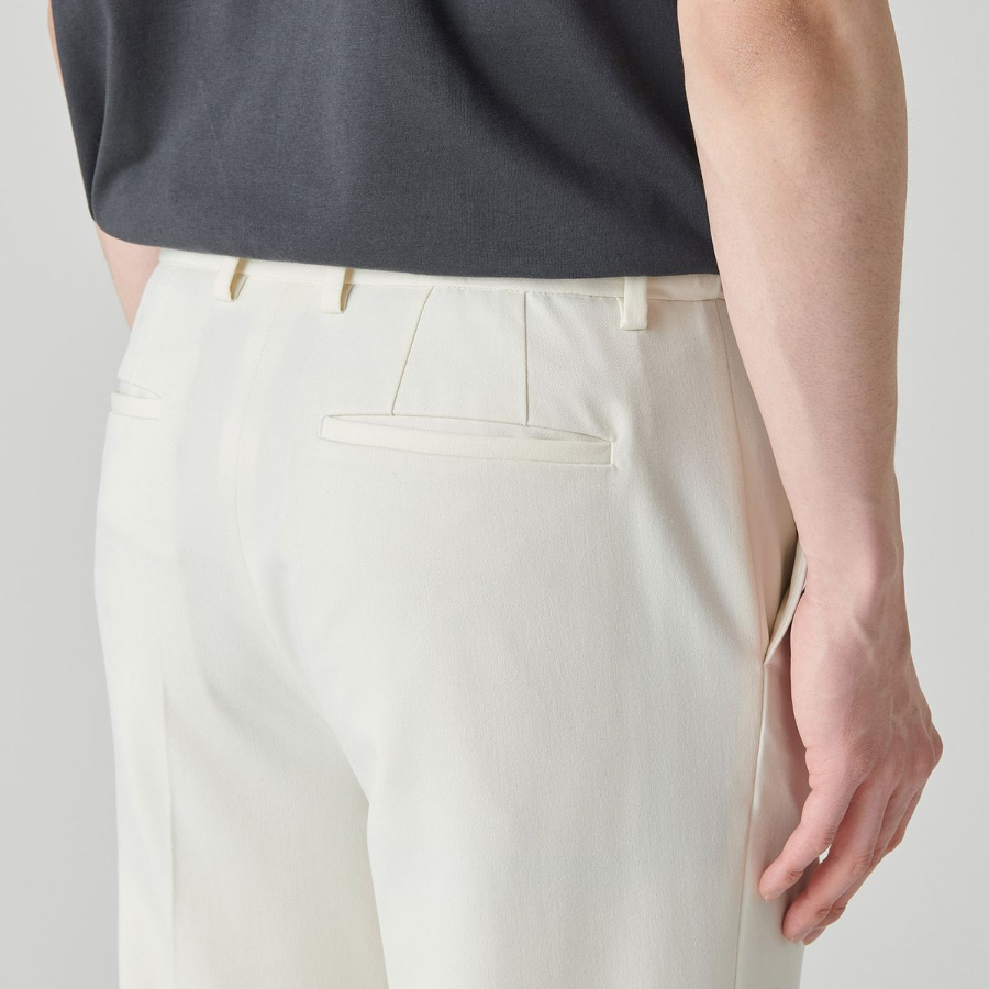 [Cooltandard] Straight Hidden Banding Slacks [Cream]