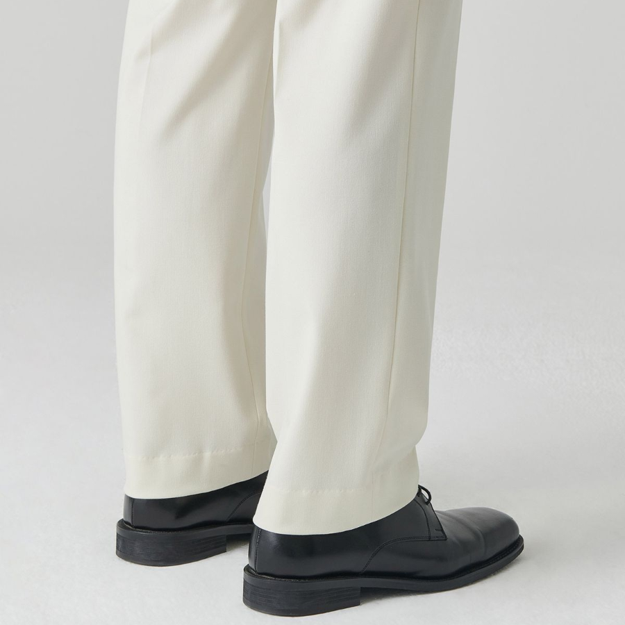 [Cooltandard] Straight Hidden Banding Slacks [Cream]