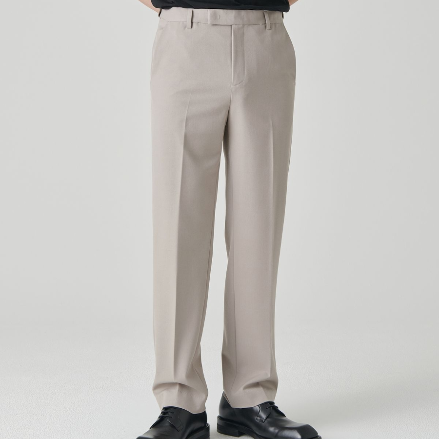 [Cooltandard] Straight Hidden Banding Slacks [Light Beige]