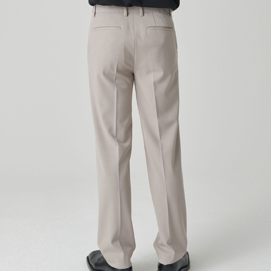 [Cooltandard] Straight Hidden Banding Slacks [Light Beige]