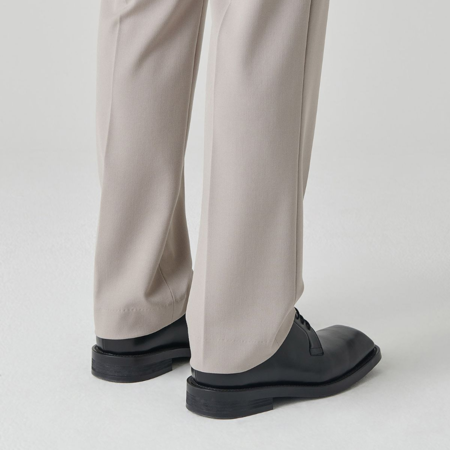 [Cooltandard] Straight Hidden Banding Slacks [Light Beige]