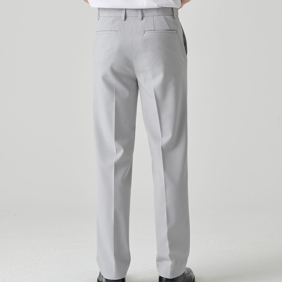 [Cooltandard] Straight Hidden Banding Slacks [Light Gray]
