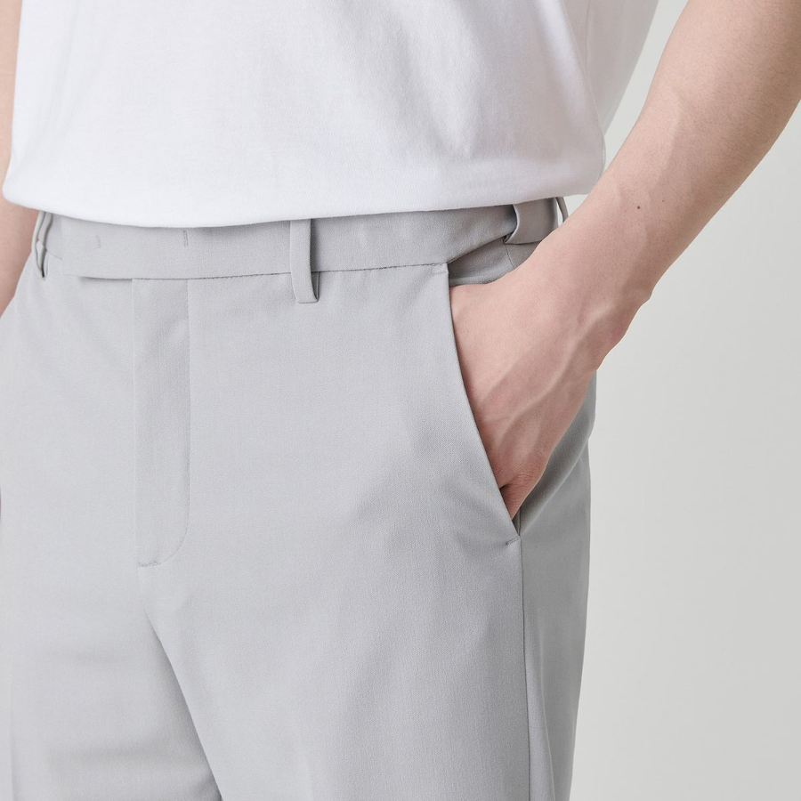 [Cooltandard] Straight Hidden Banding Slacks [Light Gray]