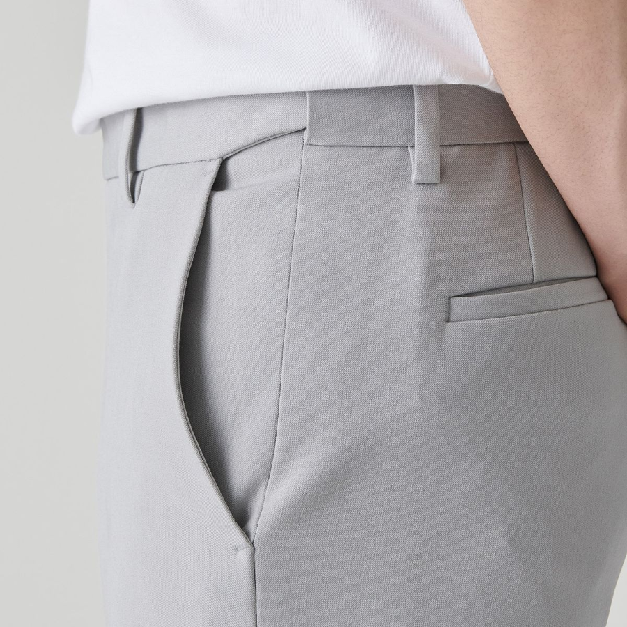 [Cooltandard] Straight Hidden Banding Slacks [Light Gray]