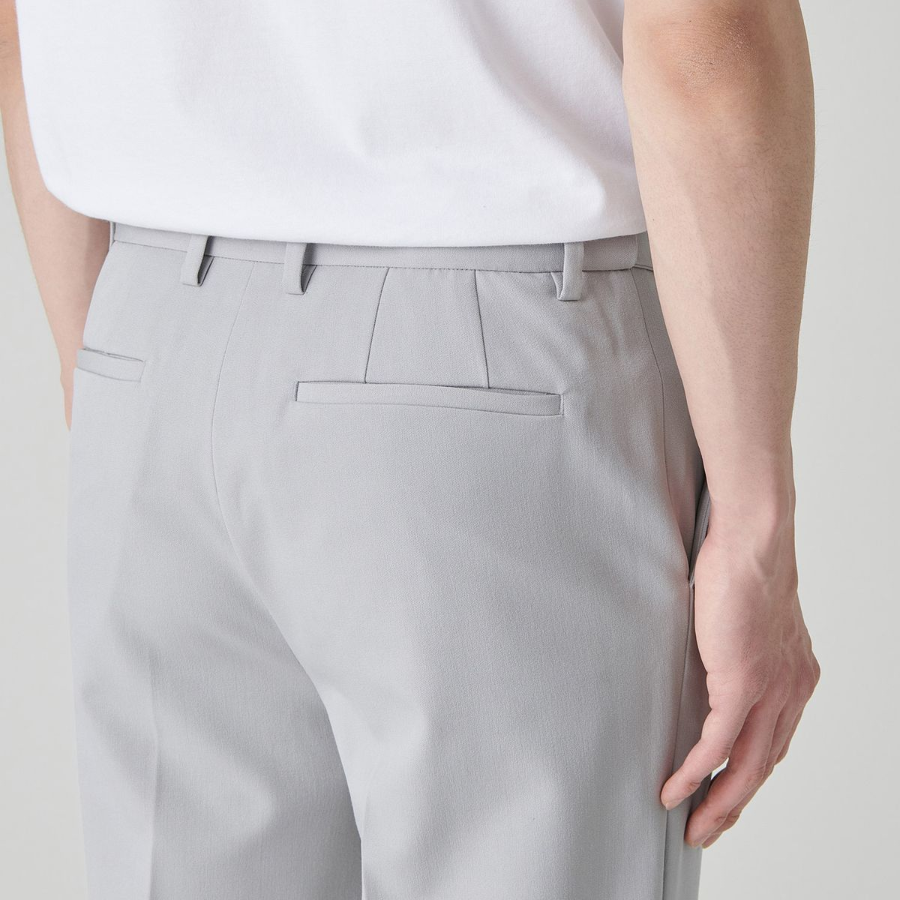 [Cooltandard] Straight Hidden Banding Slacks [Light Gray]