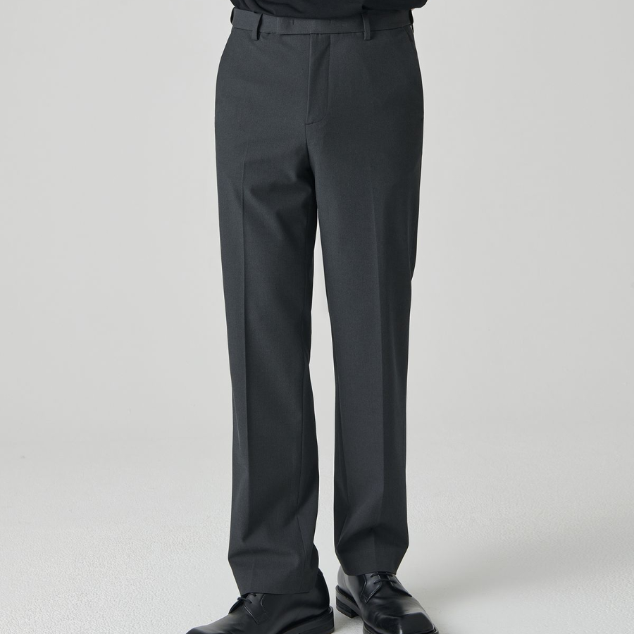 [Cooltandard] Straight Hidden Banding Slacks [Gray]