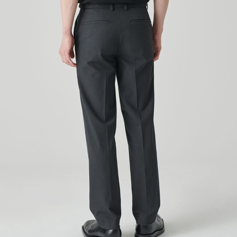 [Cooltandard] Straight Hidden Banding Slacks [Gray]
