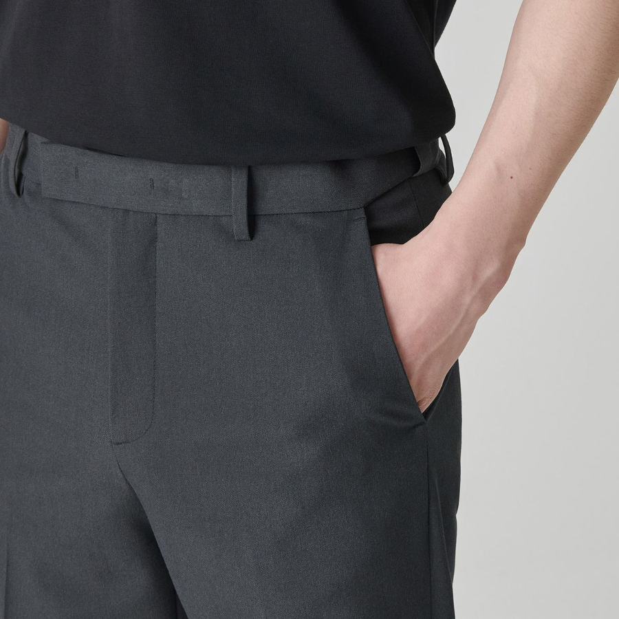 [Cooltandard] Straight Hidden Banding Slacks [Gray]
