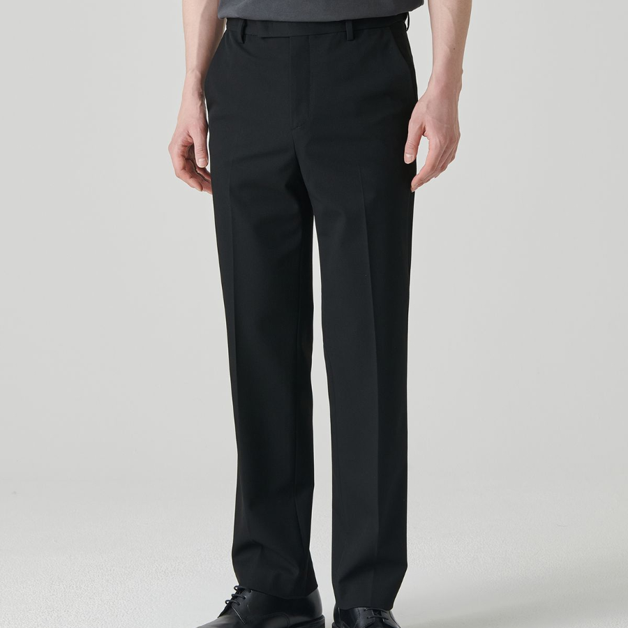 [Cooltandard] Straight Hidden Banding Slacks [Black]