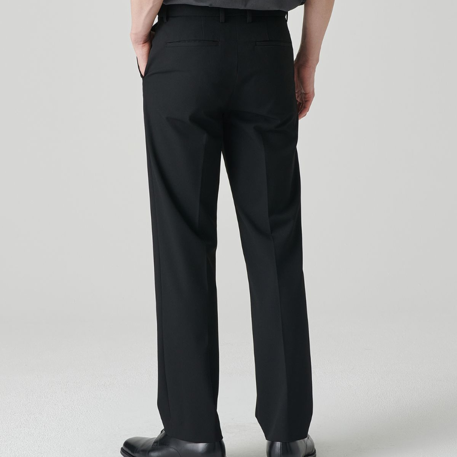 [Cooltandard] Straight Hidden Banding Slacks [Black]