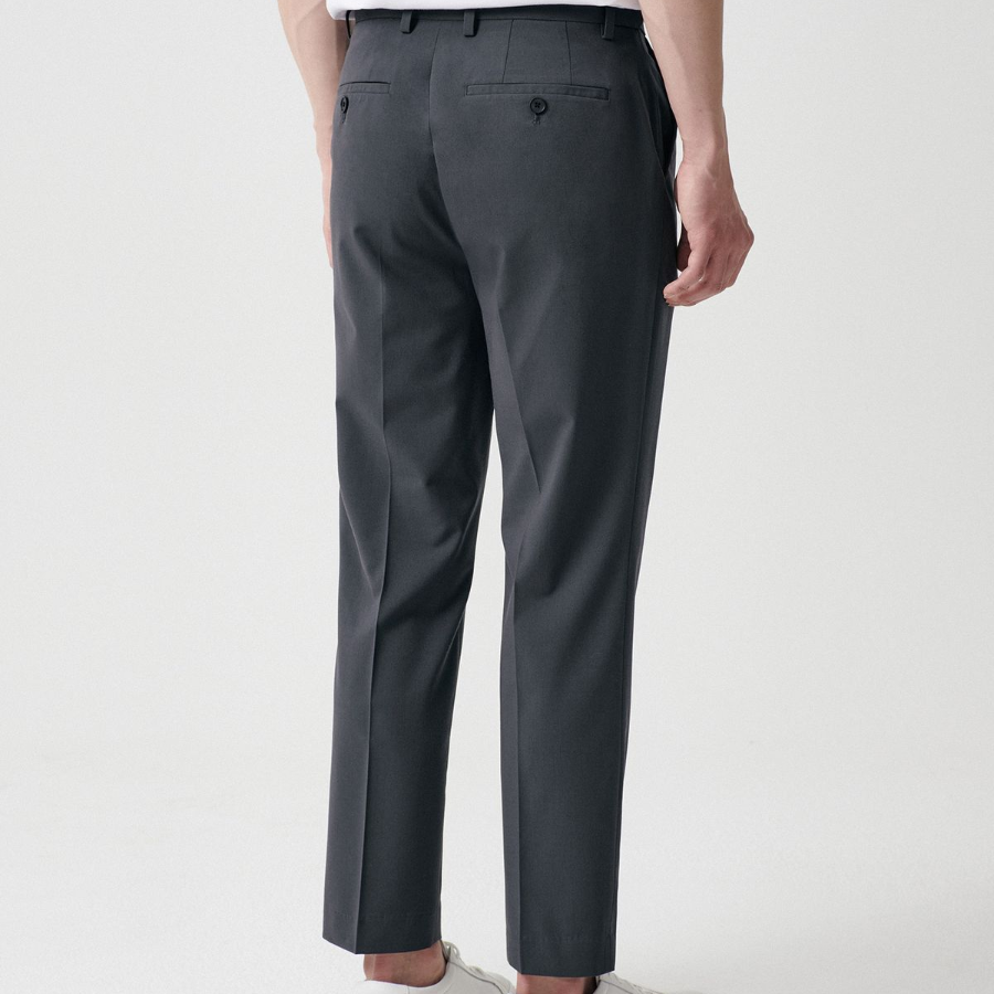 [Cooltandard] Relaxed Tapered Hidden Banding Crop Slacks [Gray]
