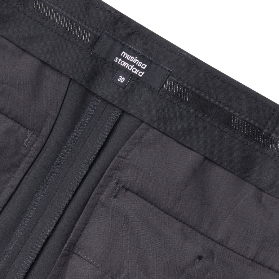 [Cooltandard] Relaxed Tapered Hidden Banding Crop Slacks [Gray]