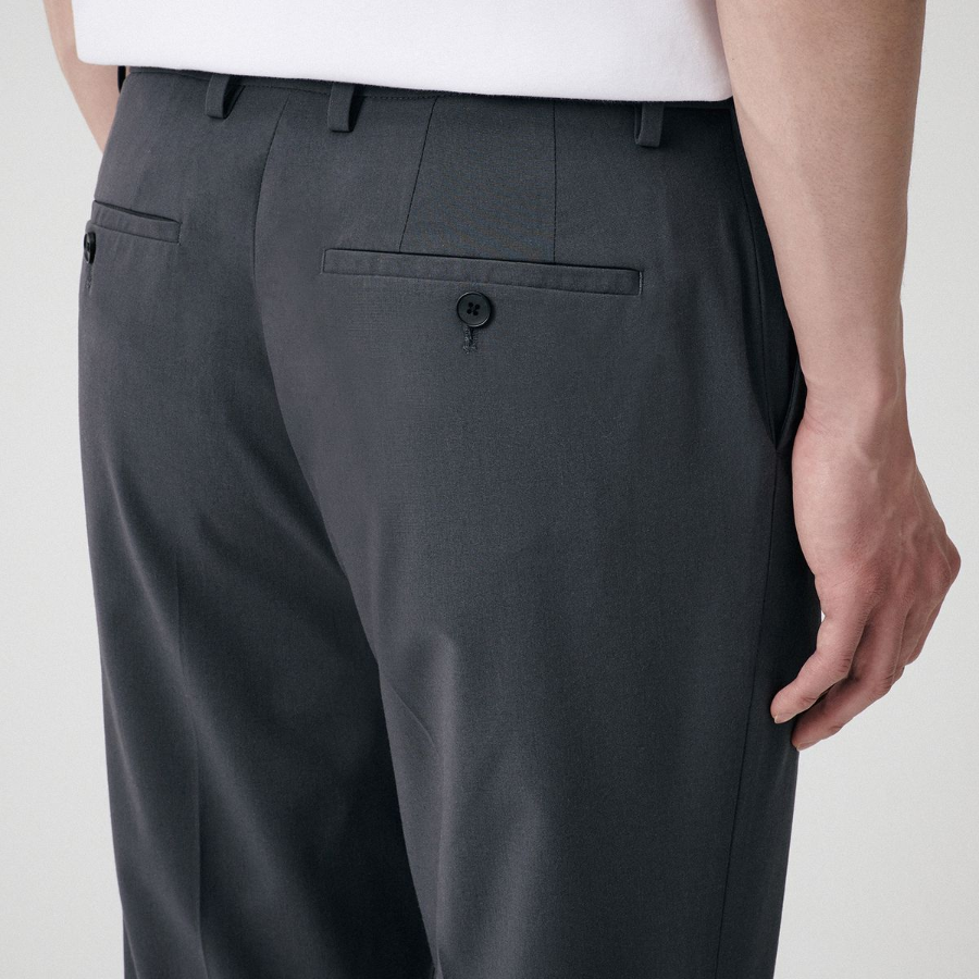 [Cooltandard] Relaxed Tapered Hidden Banding Crop Slacks [Gray]