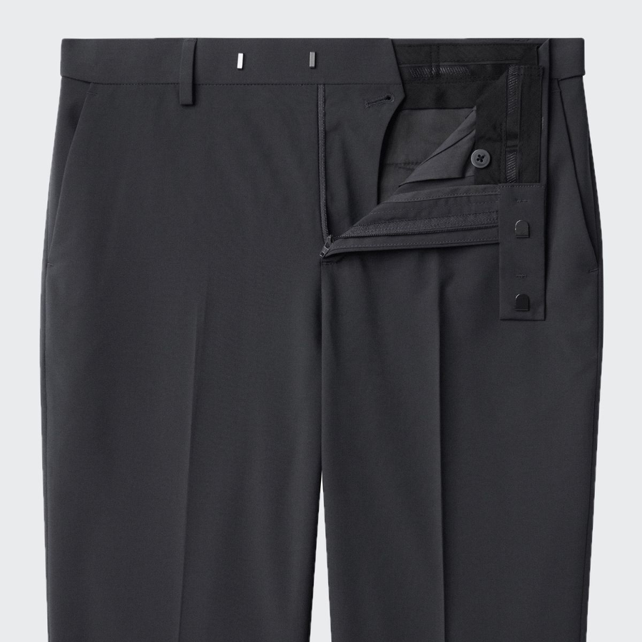 [Cooltandard] Relaxed Tapered Hidden Banding Crop Slacks [Gunmetal]