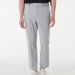 [Cooltandard] Relaxed Tapered Hidden Banding Crop Slacks [Light Gray]