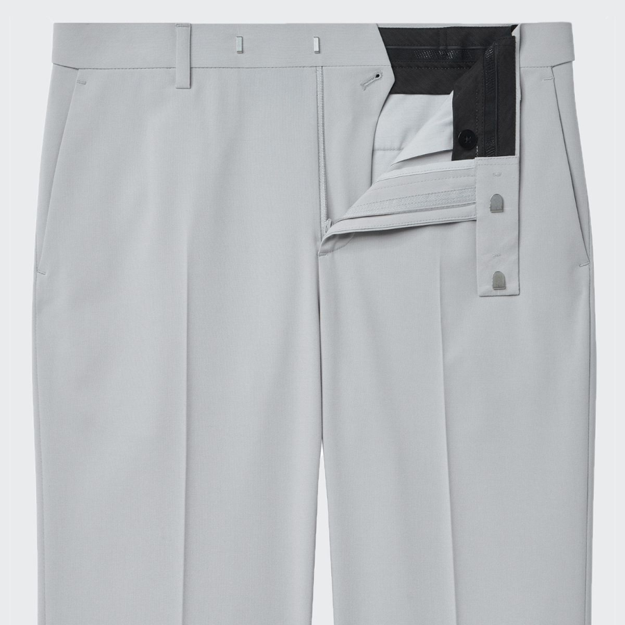 [Cooltandard] Relaxed Tapered Hidden Banding Crop Slacks [Light Gray]