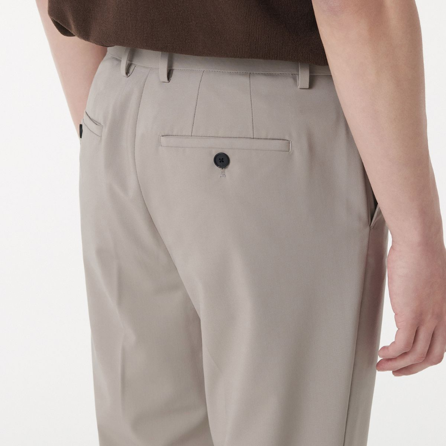 [Cooltandard] Relaxed Tapered Hidden Banding Crop Slacks [Light Beige]