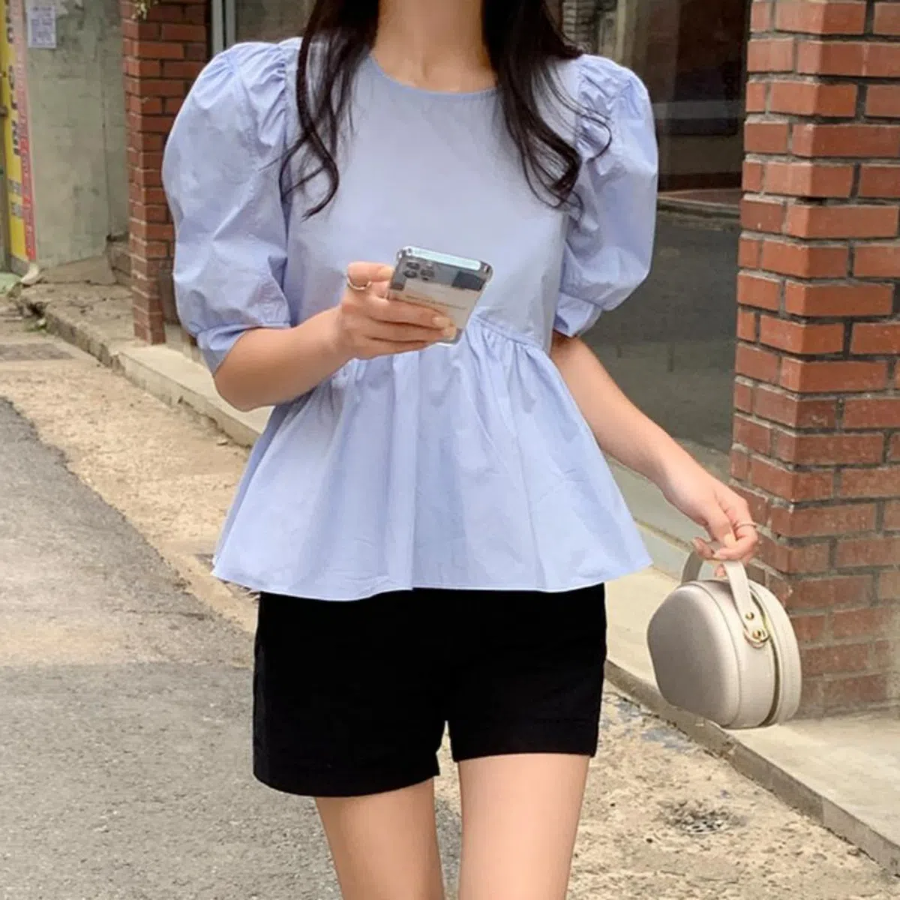 Cherry Blossom – блузка Shirring Puff Short Sleeve Blouse