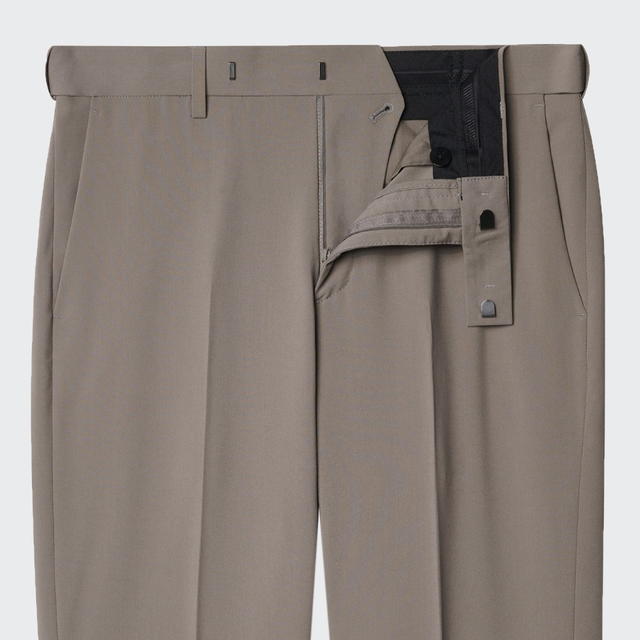 [Cooltandard] Relaxed Tapered Hidden Banding Crop Slacks [Dusty Beige]
