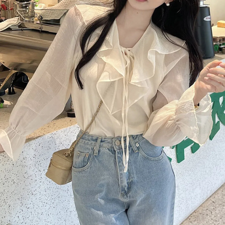 Trevon – блузка Warm Ruffle Detail Sheer Blouse
