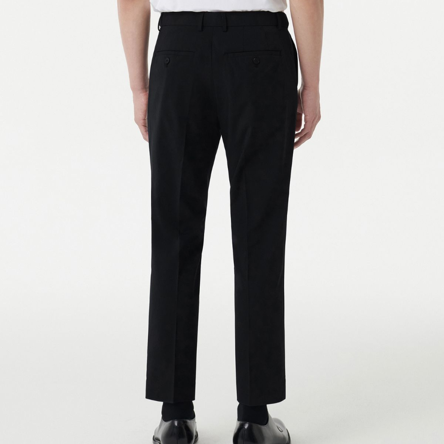[Cooltandard] Relaxed Tapered Hidden Banding Crop Slacks [Black]