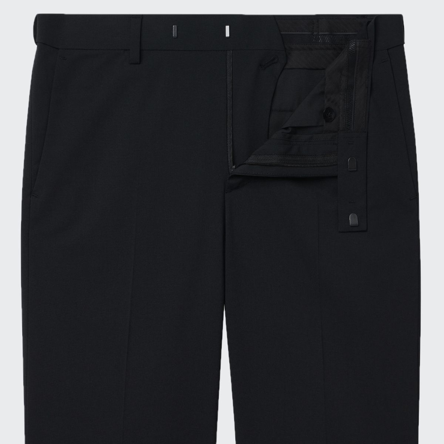 [Cooltandard] Relaxed Tapered Hidden Banding Crop Slacks [Black]
