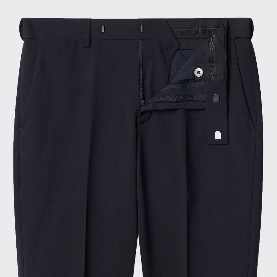 [Cooltandard] Relaxed Tapered Hidden Banding Crop Slacks [Navy]